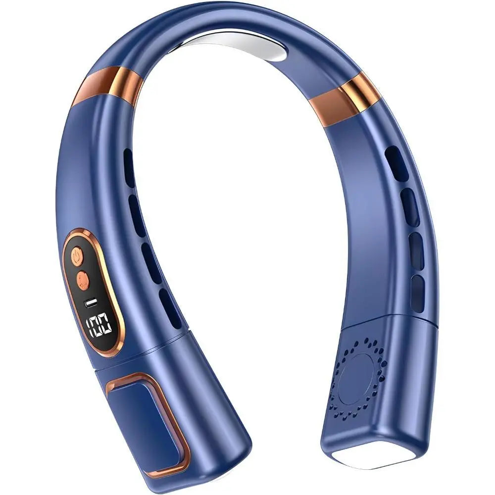 【Fathersdaygift】2026 Newest Portable Neck Fan 8000Mah Rechargeable - LED Digital Display & 360° Surround Cooling Mini AC - 5 Speeds Wearable Fan with LED Lights