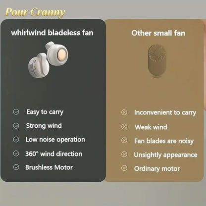 Mini Bladeless Fan — an Adjustable, 3-Speed ​​Waist Fan with Oscillation Function. Convenient to Carry, Silent, and Ideal for All Outdoor Activities. the Essential Gear for Nature Enthusiasts!