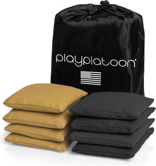 Cornhole Bags Weather Resistant- Set of 8 Regulation Bean Bags for Tossing- Official Professional Size & Weight Corn Hole Bags Two Color All Weather Cornhole Beans Bag Set with Tote Bag