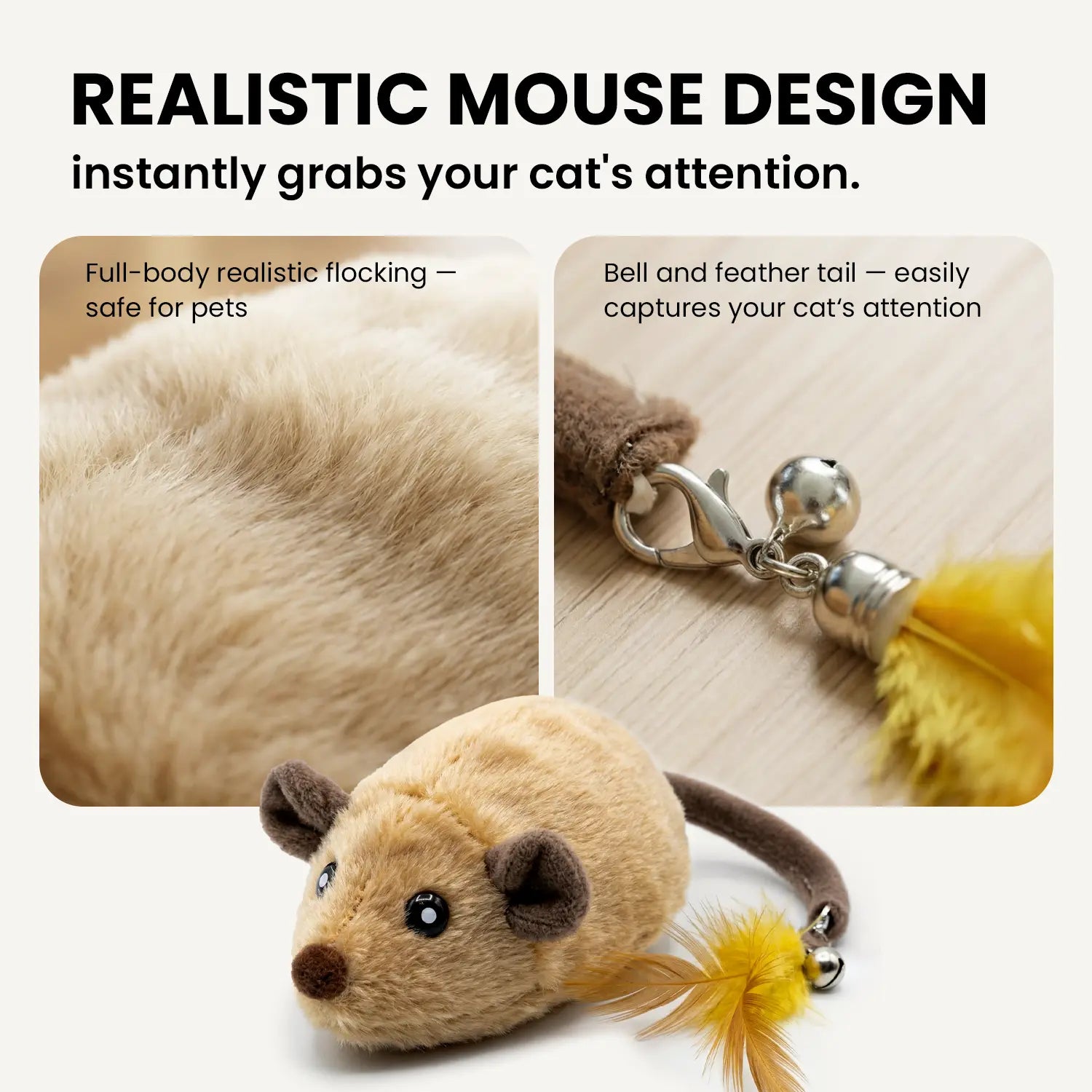 Geoorood Automatic Electric Cat Toy with Random Movement – USB Rechargeable Mouse Toy for Indoor Cats, Keeps Them Active & Entertained