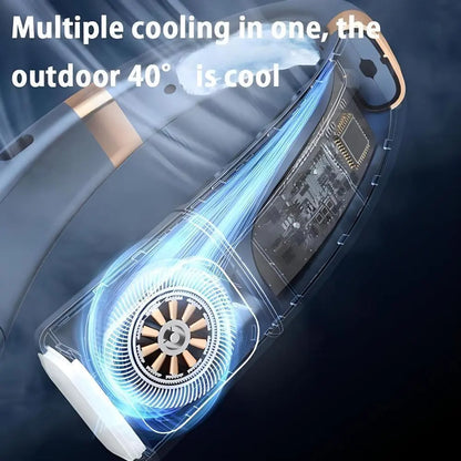 【Fathersdaygift】2026 Newest Portable Neck Fan 8000Mah Rechargeable - LED Digital Display & 360° Surround Cooling Mini AC - 5 Speeds Wearable Fan with LED Lights