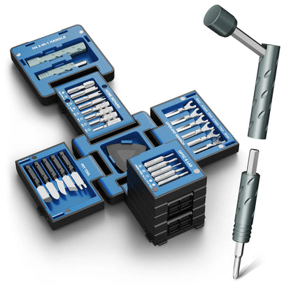 55-In-1 Magnetic Screwdriver Kit, Portable Precision Repair Tools with Wrenches, Pry Bars & Bits for Electronics and Daily Use