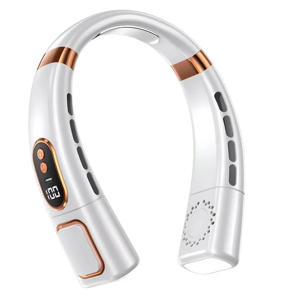 【Fathersdaygift】2026 Newest Portable Neck Fan 8000Mah Rechargeable - LED Digital Display & 360° Surround Cooling Mini AC - 5 Speeds Wearable Fan with LED Lights