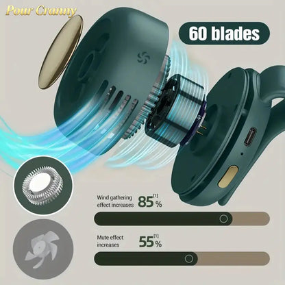 Mini Bladeless Fan — an Adjustable, 3-Speed ​​Waist Fan with Oscillation Function. Convenient to Carry, Silent, and Ideal for All Outdoor Activities. the Essential Gear for Nature Enthusiasts!