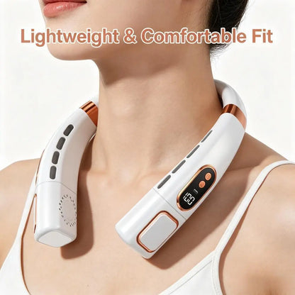 【Fathersdaygift】2026 Newest Portable Neck Fan 8000Mah Rechargeable - LED Digital Display & 360° Surround Cooling Mini AC - 5 Speeds Wearable Fan with LED Lights