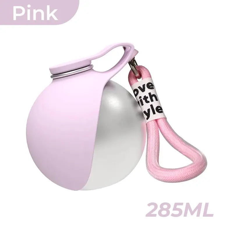 2-In-1 Portable Dog Water Bottle with Foldable Silicone Bowl, Bpa-Free Stainless Steel Pet Tumbler, Leak-Proof Travel Water Dispenser for Walking, Hiking & Road Trips(10Oz, Pink & Blue)
