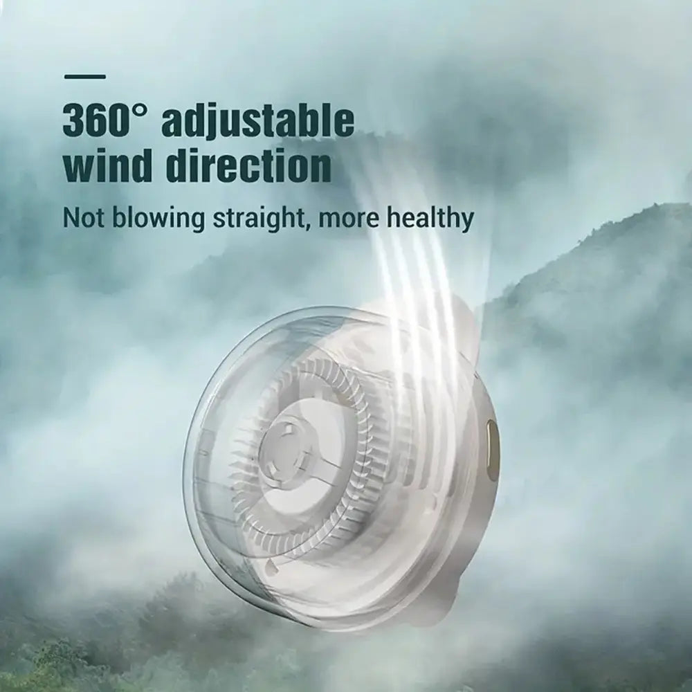 Mini Bladeless Fan — an Adjustable, 3-Speed ​​Waist Fan with Oscillation Function. Convenient to Carry, Silent, and Ideal for All Outdoor Activities. the Essential Gear for Nature Enthusiasts!