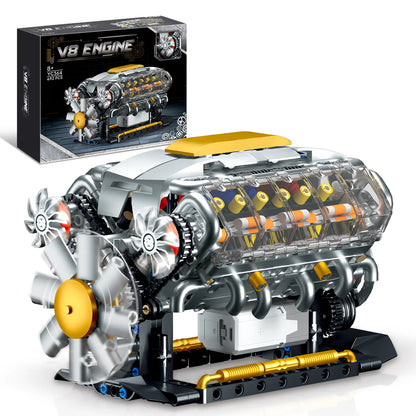 692 PCS GOQI V8 Engine Model Creative Building Blocks, 1:1 Scale Miniature Set with Electric Motor, STEM Construction Kit, DIY Working Mechanic Model, Educational Gift for Car Enthusiasts