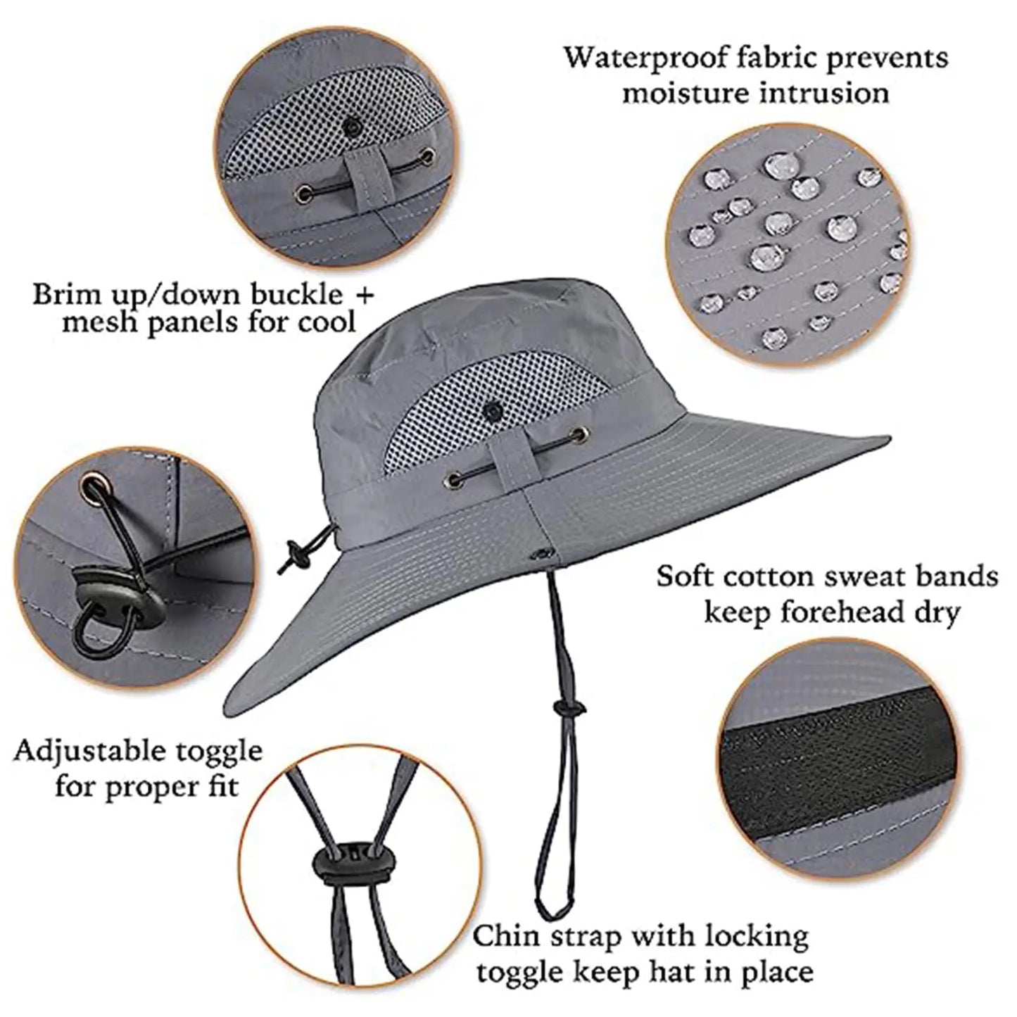 Solar Powered Fan Hat - UPF 50+ UV Protection, Wide Brim, Dual Power Solar/Usb Rechargeable, Water-Resistant for Hiking, Summer Outdoor Activities