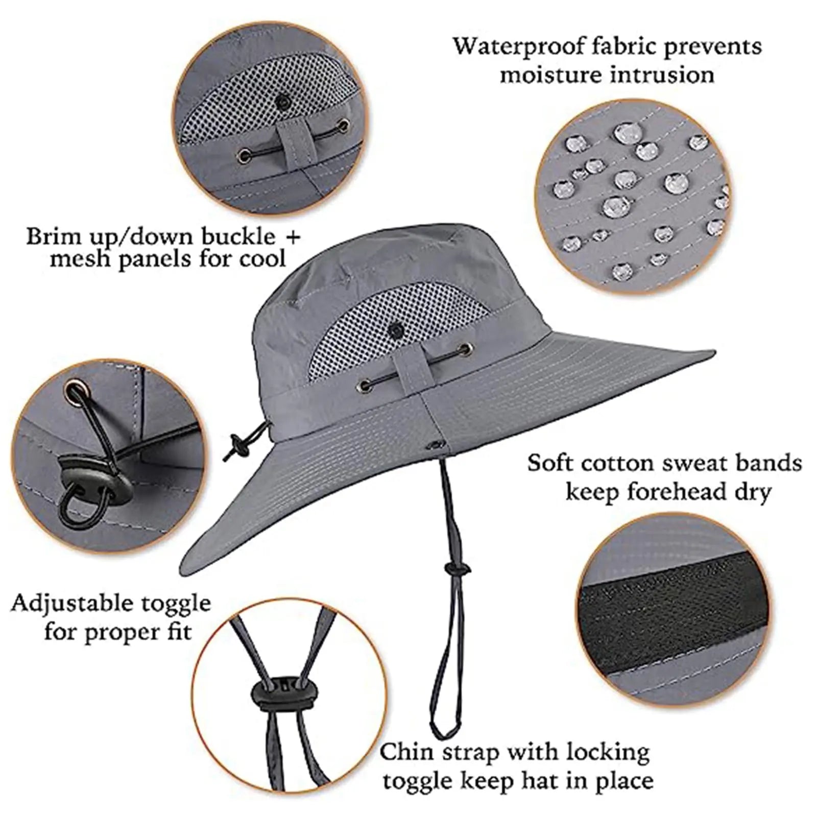 Solar Powered Fan Hat - UPF 50+ UV Protection, Wide Brim, Dual Power Solar/Usb Rechargeable, Water-Resistant for Hiking, Summer Outdoor Activities
